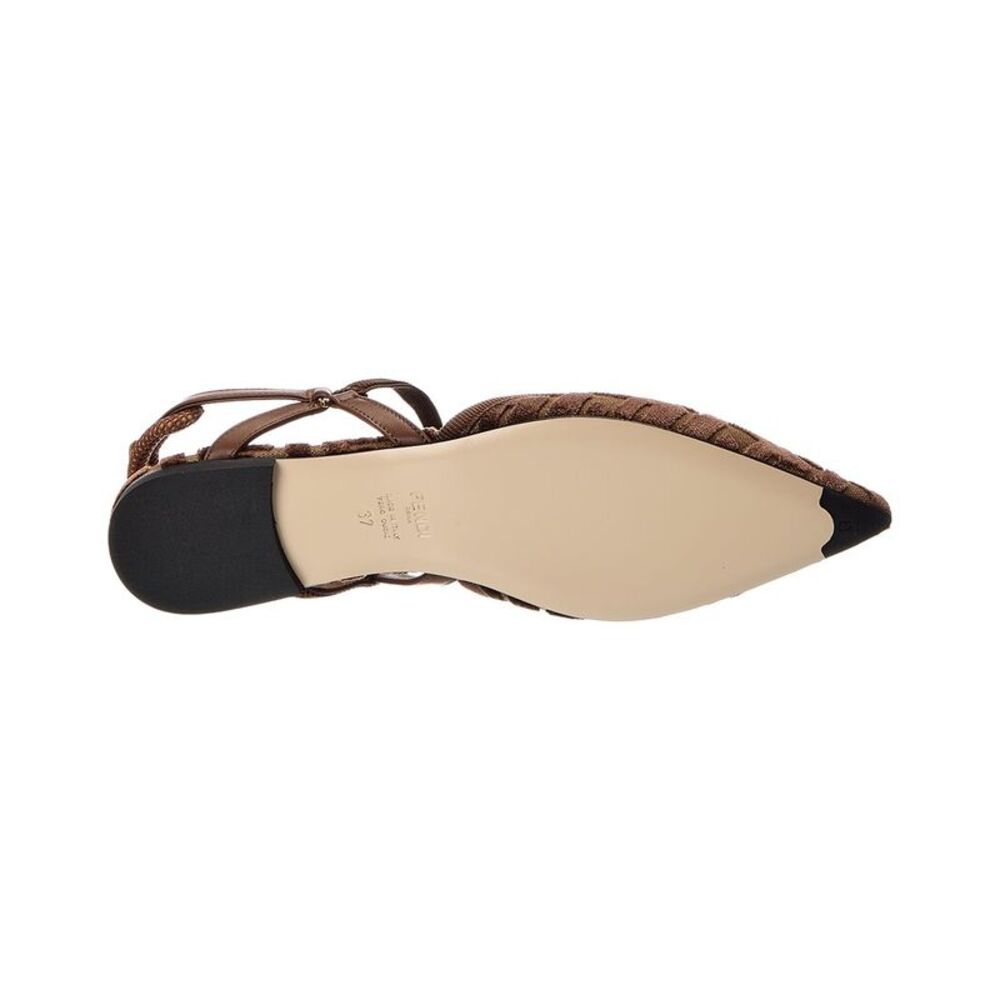 Fendi Colibri Lite Ff Jacquard Velvet Flat, Brown - Picture 4 of 5
